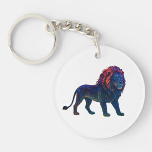 Neon Colourful Lion Art Key Ring