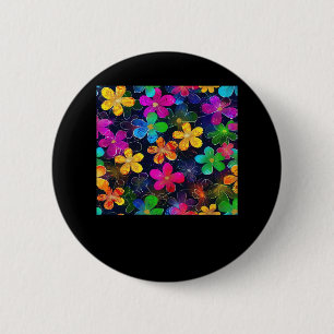 Neon Colourful Pattern - Whimsigoth Cottagecore Bl 6 Cm Round Badge