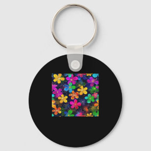 Neon Colourful Pattern - Whimsigoth Cottagecore Bl Key Ring