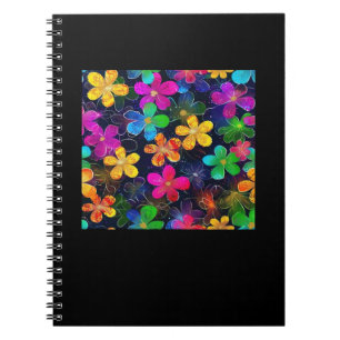 Neon Colourful Pattern - Whimsigoth Cottagecore Bl Notebook