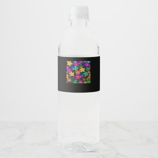 Neon Colourful Pattern - Whimsigoth Cottagecore Bl Water Bottle Label