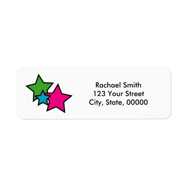Neon Colourful Stars Personalised Return Address (Front)