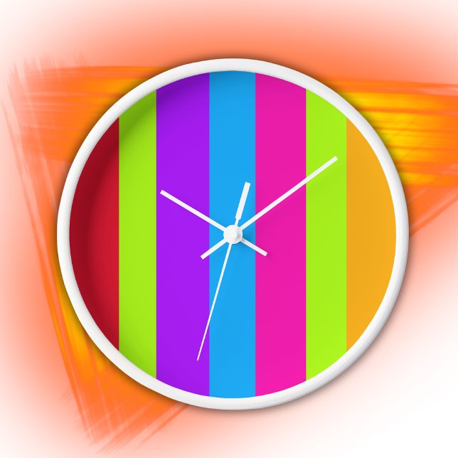 Neon Colourful Stripes |  Clock (Creator Uploaded)