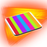 Neon Colourful Stripes |  Coaster<br><div class="desc">Bright,  bold,  colourful neon stripes with white in the middle make a bold,  happy statement. Coaster.</div>