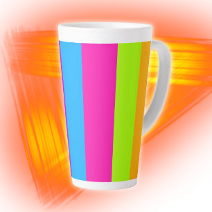 Neon Colourful Stripes Latte Mug