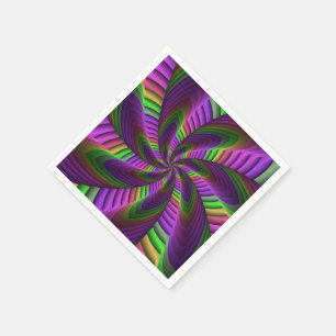 Neon Colours Flash Crazy Colourful Fractal Pattern Napkin