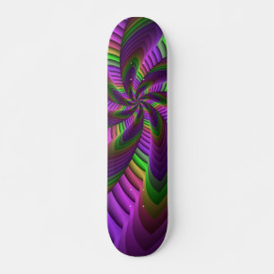Neon Colours Flash Crazy Colourful Fractal Pattern Skateboard