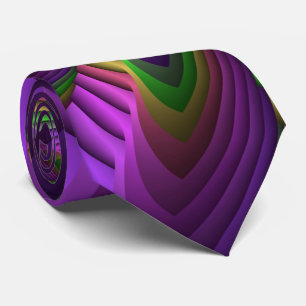 Neon Colours Flash Crazy Colourful Fractal Pattern Tie