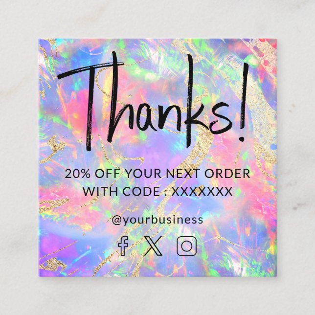 neon colours gemstone opal texture discount card (Front)