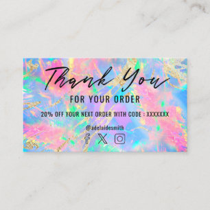 neon colours gemstone opal texture thank you business card