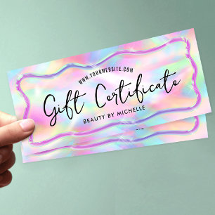 Neon Colours Holographic Spa Salon Gift Certificat