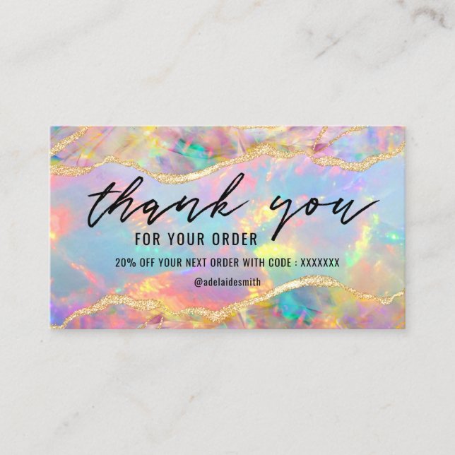 neon colours opal thank you business card (Front)