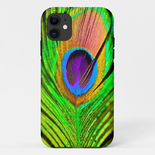 Neon Colours Peacock Feather Case-Mate iPhone Case (Back)