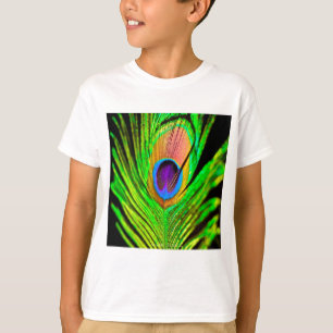 Neon Colours Peacock Feather T-Shirt