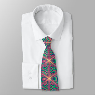 Neon Colours Pink Green Design 2 Men's Necktie