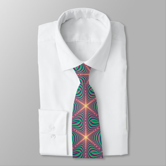 Neon Colours Pink Green Design 2 Men's Necktie (Tied)