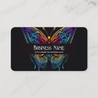 Neon Colours Pretty Butterfly Black Business Card