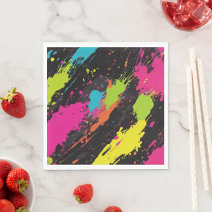 Neon Colours Retro Paint Splatter Napkin