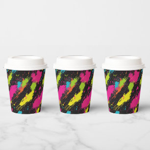 Neon Colours Retro Paint Splatter Paper Cups