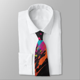 Neon Colours Retro Paint Splatter Tie