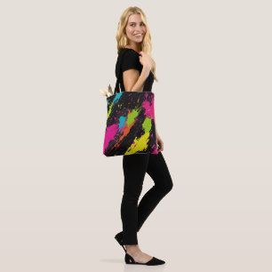 Neon Colours Retro Paint Splatter Tote Bag