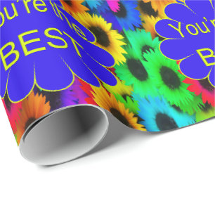 Neon Colours Sunflowers You're The Best Wrapping Paper