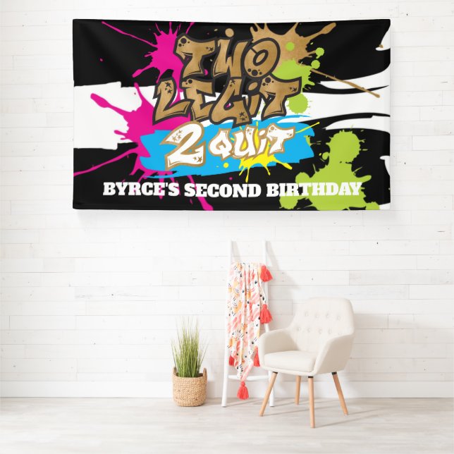 Neon Colours Two Legit 2 Quit Birthday Banner (Insitu)