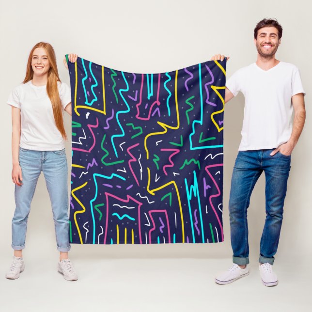 Neon Contrast Space Art Fleece Blanket (In Situ)