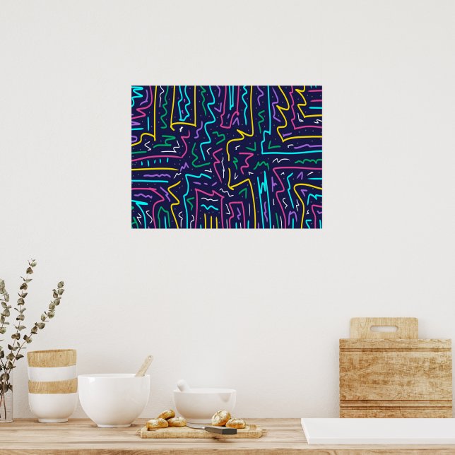 Neon Contrast Space Art Poster (Kitchen)