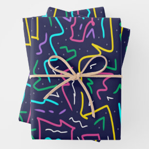 Neon Contrast Space Art Wrapping Paper Sheet