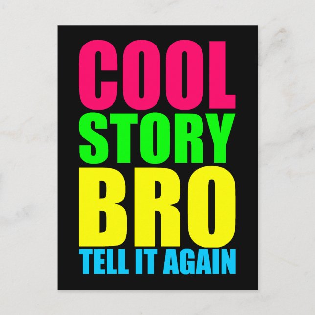 Neon Cool Story Bro Postcard (Front)