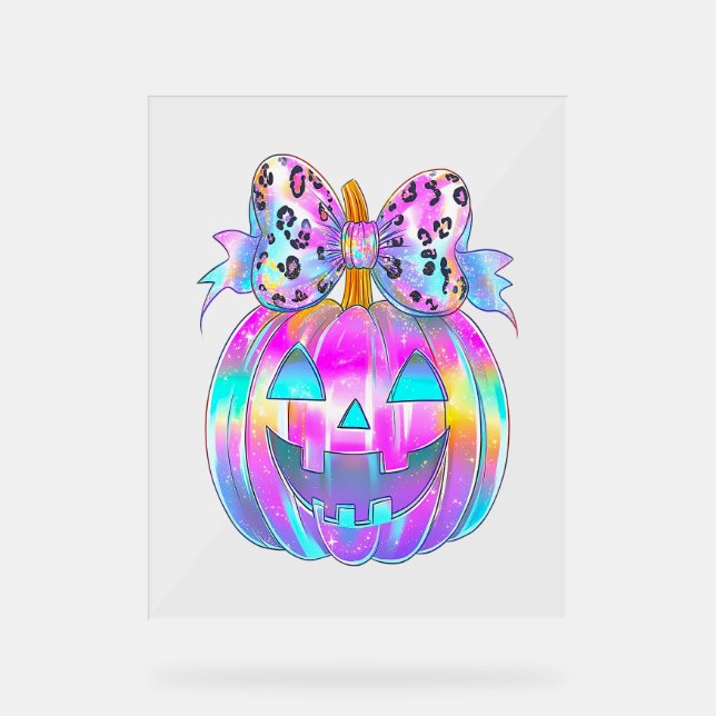 Neon Coquette Halloween Pumpkin Acrylic Sign (Front)
