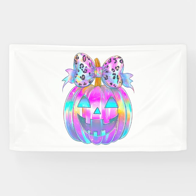 Neon Coquette Halloween Pumpkin Banner (Horizontal)