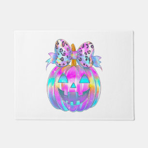 Neon Coquette Halloween Pumpkin Doormat