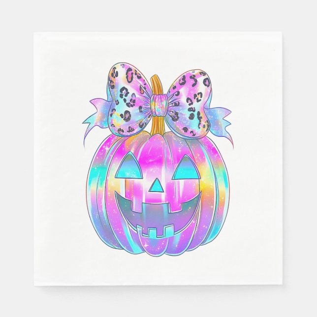 Neon Coquette Halloween Pumpkin Napkin (Front)
