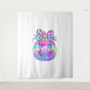 Neon Coquette Halloween Pumpkin Tapestry