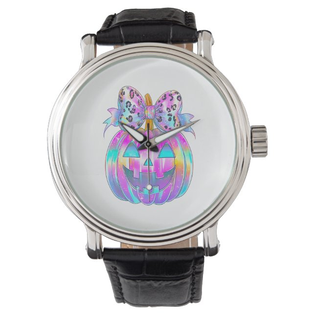 Neon Coquette Halloween Pumpkin Watch (Front)