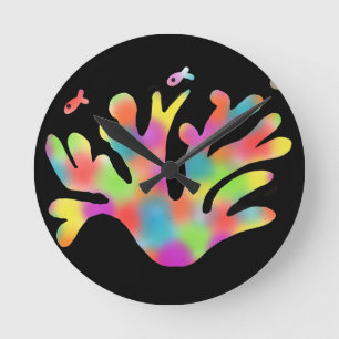 Neon coral round clock
