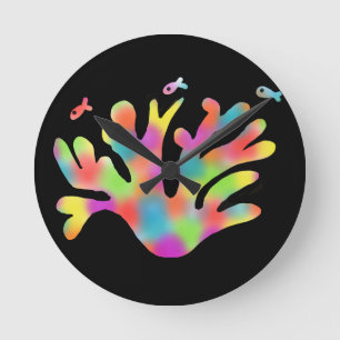 Neon coral round clock