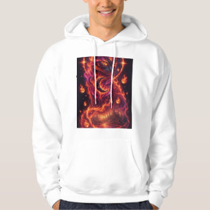 Neon Cosmic Cat Between Worlds Art Hoodie