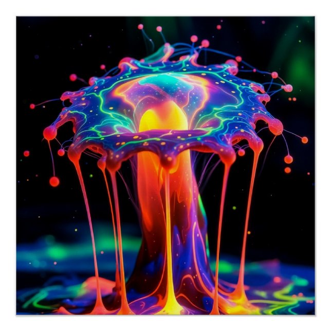 Neon Cosmic Splash – Vibrant Abstract Fantasy Art Poster (Front)
