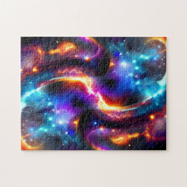 Neon cosmos swirl twist in colourful space widesho jigsaw puzzle (Horizontal)