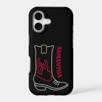 Neon Cowboy Boot Customisable Name