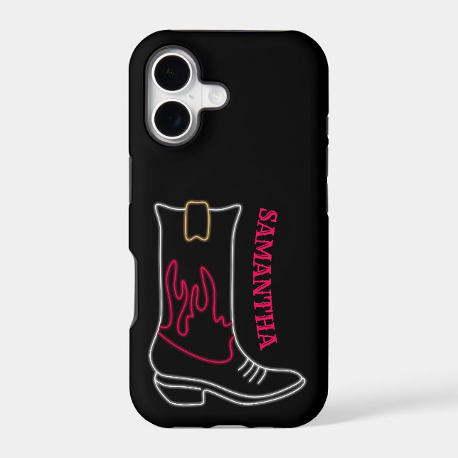Neon Cowboy Boot Customisable Name (Back)