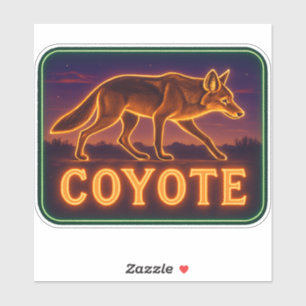 Neon Coyote Sticker