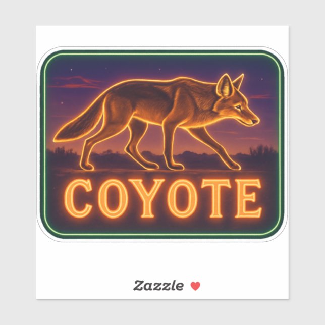 Neon Coyote Sticker (Sheet)