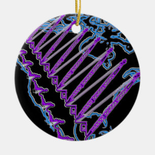 NEON CRANE OPERATOR CRANE NORTH AMERICA MAP NEON CERAMIC TREE DECORATION