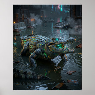 Neon Crocodile Flooded Sector Poster