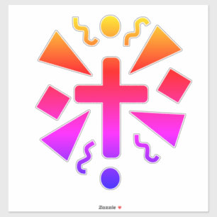 Neon Cross Faith Text Car Sticker