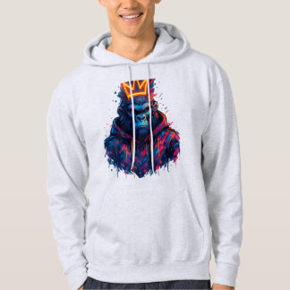 Neon Crowned Gorilla Graffiti Art Hoodie